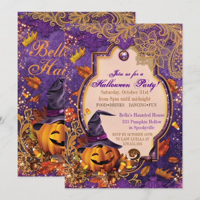 EINLADUNG VON PUMPKIN-HALLOWEEN-PARTY (Vorne/Hinten)