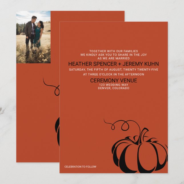 Einladung von Pumpkin Spice Hochzeit (Vorne/Hinten)