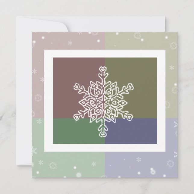 Einladung von Quad Color Snowflakes (Vorderseite)
