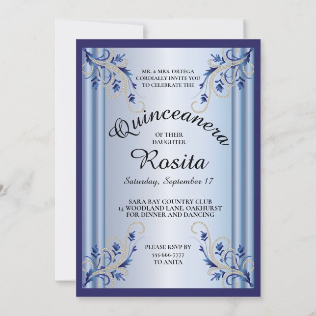 Einladung von Quinceanera (Vorderseite)