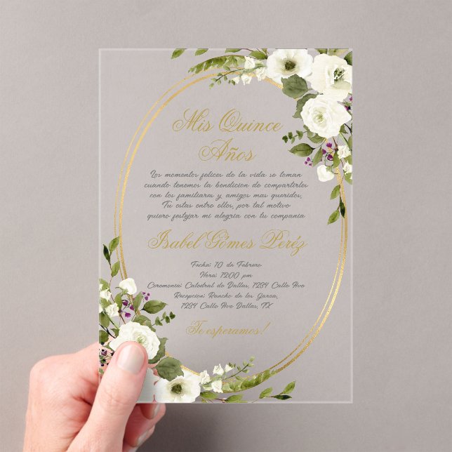 Einladung von Quinceanera-Acryl auf Spanisch (Insitu (Handheld))