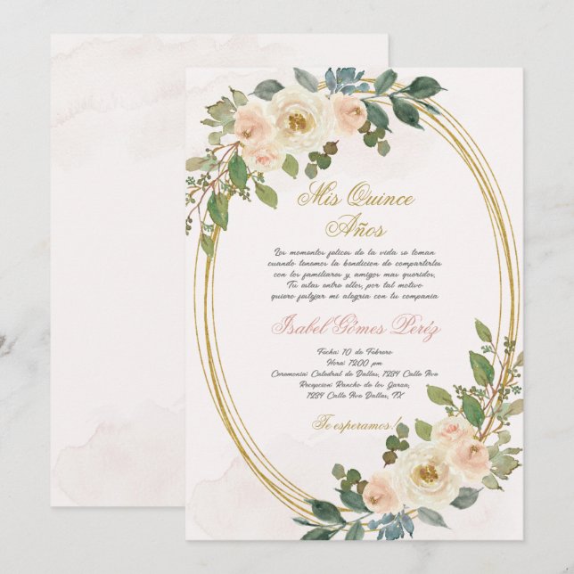 Einladung von Quinceanera auf Spanisch (Vorne/Hinten)