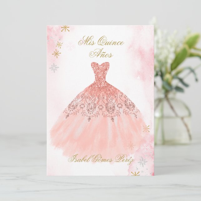 Einladung von Quinceanera auf Spanisch (Stehend Vorderseite)