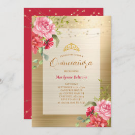 Einladung von Quinceañera Gold Blumenkronen