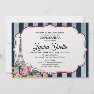 Einladung von Quinceañera, Paris-Thema, Eiffelturm