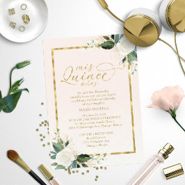 Einladung von Quinceanera Pink Gold Foil