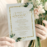 Einladung von Quinceanera Weißer Goldschmied<br><div class="desc">Ein hübsches,  weißes Goldfolie-Design mit Blumenmotiven für Quinceanera-Party</div>