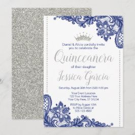 Einladung von Quinceañera zum Geburtstag | Blau un