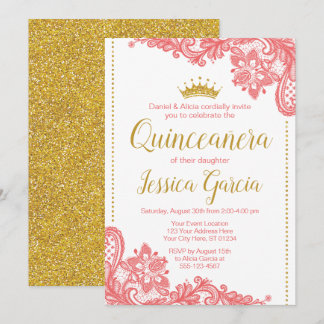 Einladung von Quinceañera zum Geburtstag | Coral &