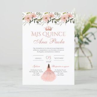 Einladung von Quinceñera in Spanisch Rosa