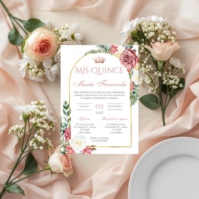 Einladung von Quinceñera in Spanisch Rosa (Von Creator hochgeladen)