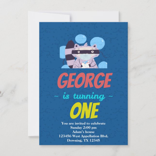 Einladung von Raccoon Bandit Cartoon des Custom Ch (Vorderseite)