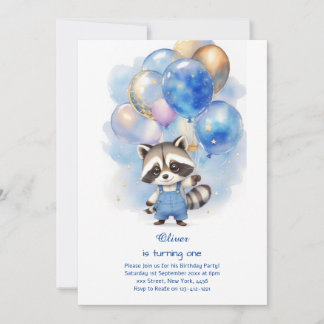 Einladung von Raccoon zum ersten Geburtstag