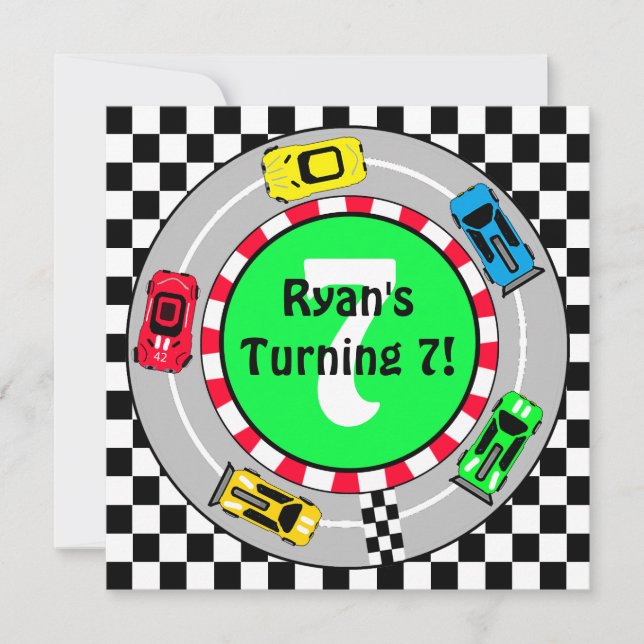 Einladung von Race Car Boy zum Geburtstag (Vorderseite)