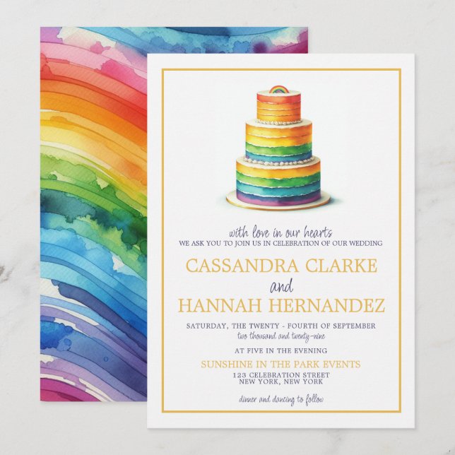 Einladung von Rainbow Cake Wedding (Vorne/Hinten)