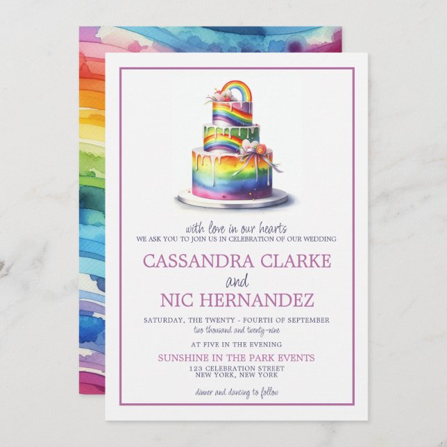 Einladung von Rainbow Cake Wedding (Vorne/Hinten)