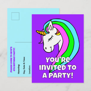 Einladung von Rainbow Unicorn Postkarte