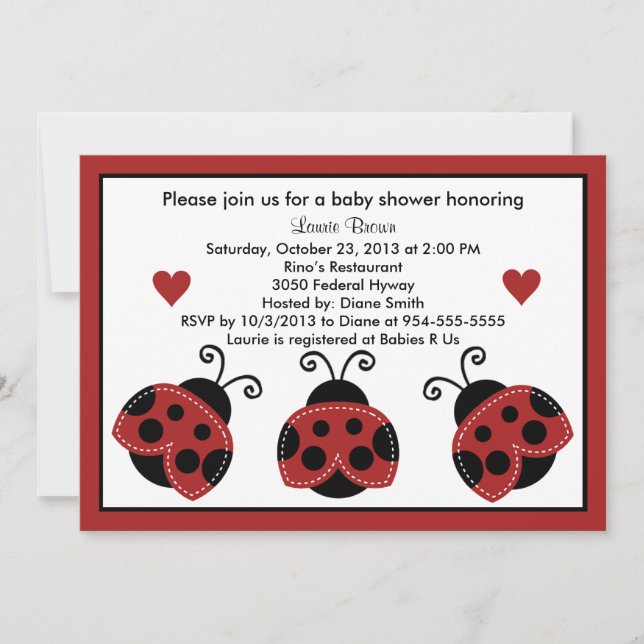 Einladung von Red and Black Baby Shower so Niedlic (Vorderseite)