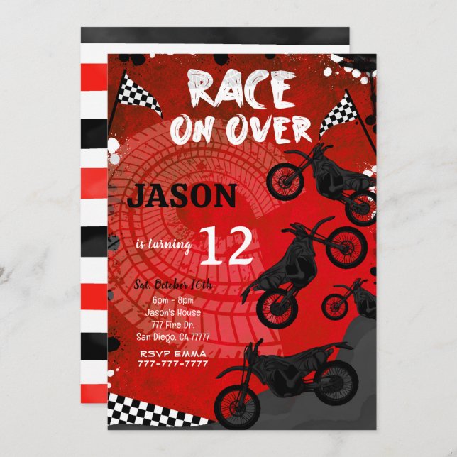 Einladung von Red Bike Birthday (Vorne/Hinten)