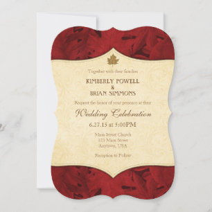 Einladung von Red Cream Leaf Vintage Hochzeit