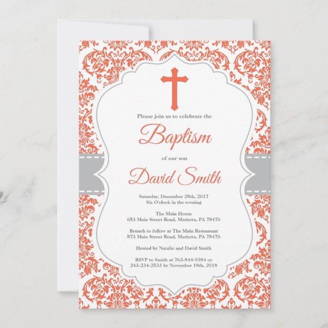 Einladung von Red Damask Cross (Vorderseite)