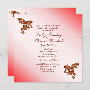 Einladung von Red Flaming Dragon Fantasy Wedding