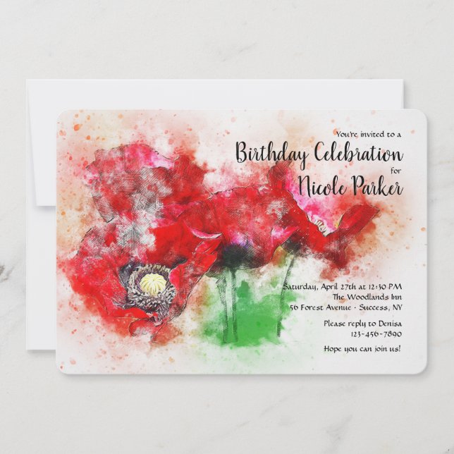 Einladung von Red Poppies (Vorderseite)