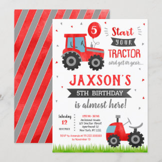 Einladung von Red Tractor Geburtstagsparty