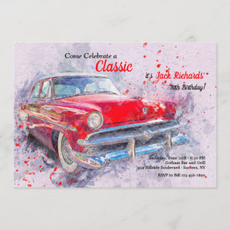 Einladung von Red Vintage Car