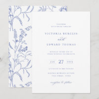 Einladung von Regency Blue Floral Wedding