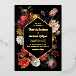 Einladung von Rembrandt Dark and Moody Floral Foil