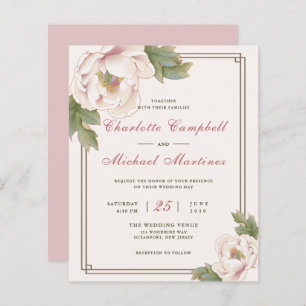 Einladung von Retro Blush Peony Floral Wedding