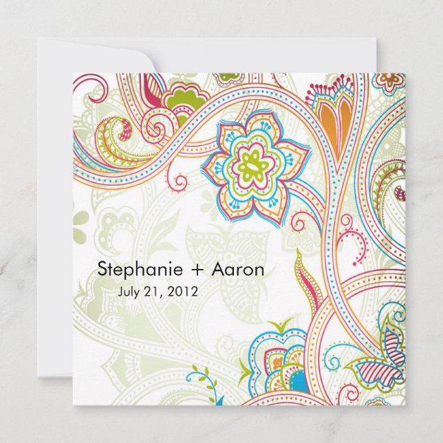 Einladung von Retro Floral (Vorderseite)