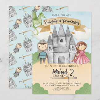 Einladung von Ritter und Prinzessin zum Geburtstag