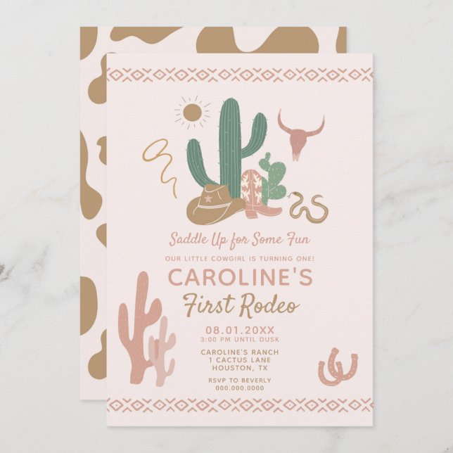 Einladung von Rodeo zum Geburtstag (Vorne/Hinten)