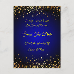 Einladung von Royal Blue Gold Popular Save the Dat Postkarte