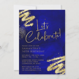 Einladung von Royal Blue und Gold zum Geburtstag