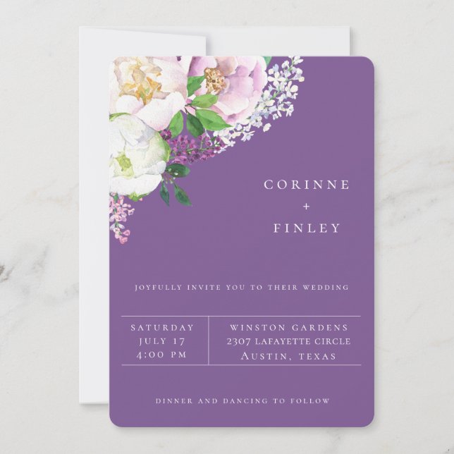 Einladung von Royal Lilac Garden Floral Wedding (Vorderseite)