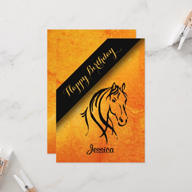 Einladung von Rust Equine Birthday (Vorderseite/Rückseite Beispiel)