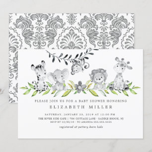 Einladung von Safari Animals Neutral Baby Dusche