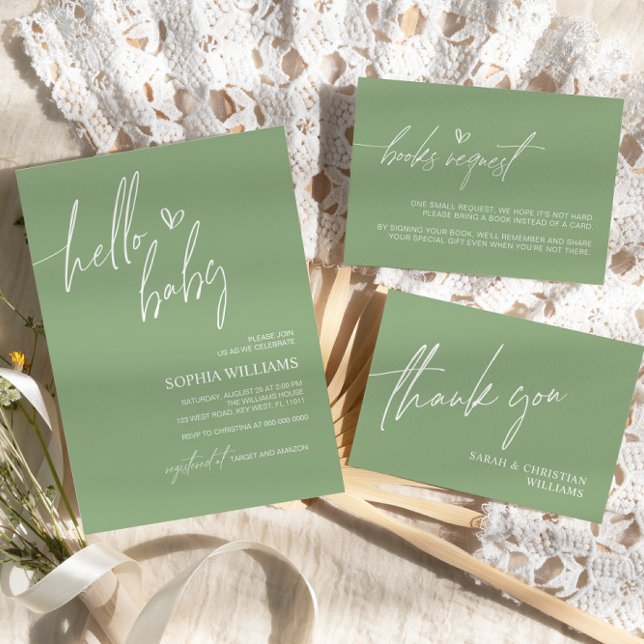 Einladung von "Sage Green Minimalistisch Baby Show (Von Creator hochgeladen)