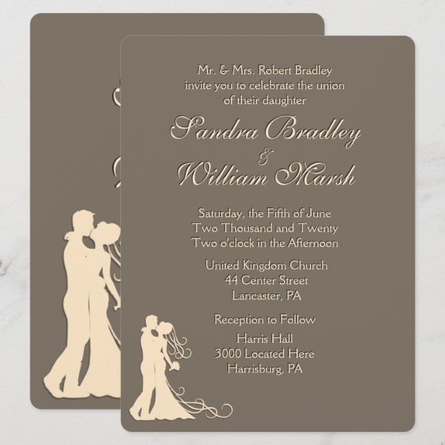 Einladung von Sandstone Brown und Cream Weditation (Vorne/Hinten)