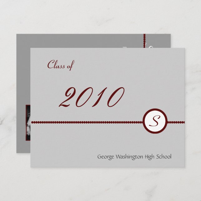 Einladung von Scarlet & Gray Monogramm Foto (Vorne/Hinten)