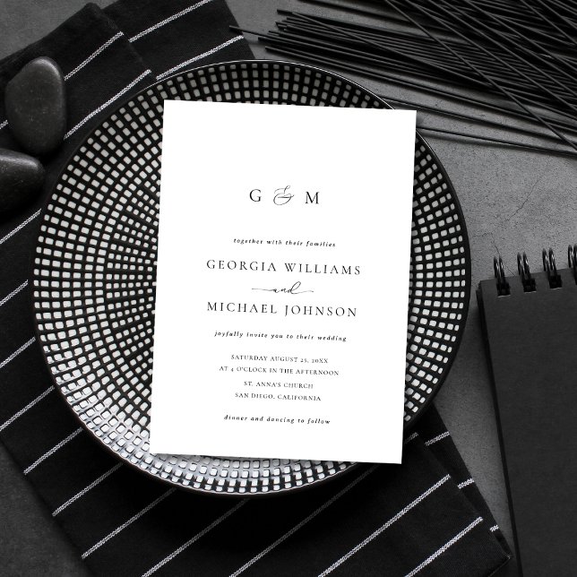 Einladung von Script Ampersand Monogram White Wedd (Von Creator hochgeladen)