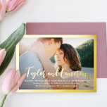 Einladung von Script Names FOIL Simple Wedding Fot<br><div class="desc">Einfach elegante Einladung für Ihren besonderen Tag. Besuchen Sie unsere Website unter www.berryberrysweet.com für stilvolle Schreibwaren-Designs und personalisierte Geschenke.</div>