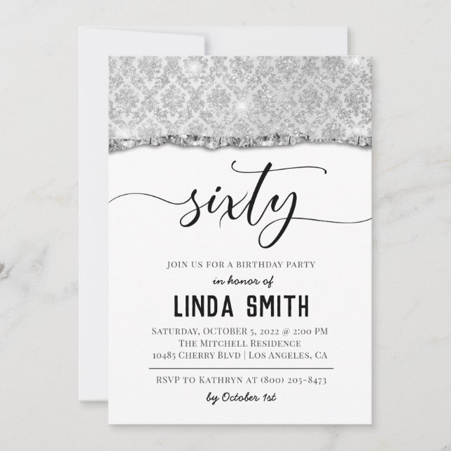 Einladung von sechzig Diamond zum Geburtstag (Vorderseite)