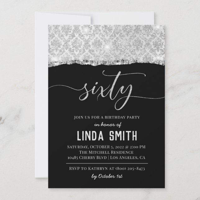 Einladung von sechzig Diamond zum Geburtstag (Vorderseite)