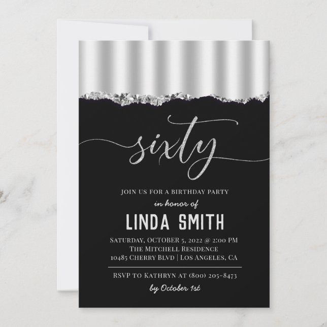 Einladung von sechzig Diamond zum Geburtstag (Vorderseite)
