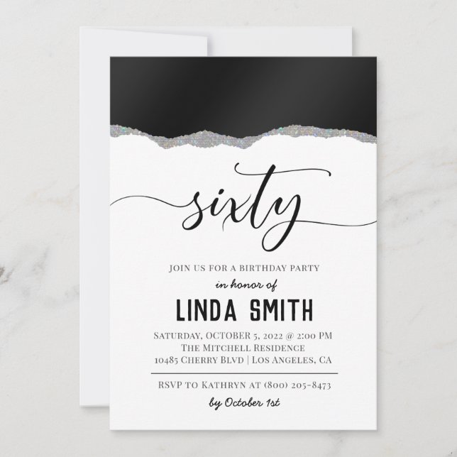 Einladung von sechzig Diamond zum Geburtstag (Vorderseite)
