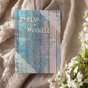 Einladung von Shabby Chic Wood and Lace Wedding